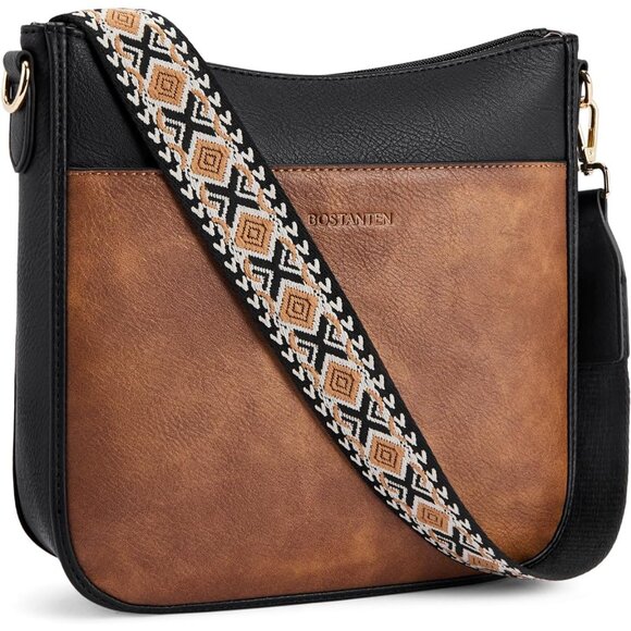 Handbags - Women Crossbody Bag Vegan Leather Wide Strap Purses Daily Use